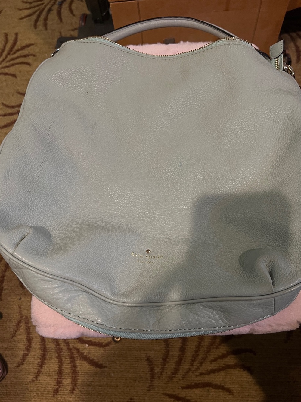 kate spade Light Blue Pebbled Leather Shoulder Bag